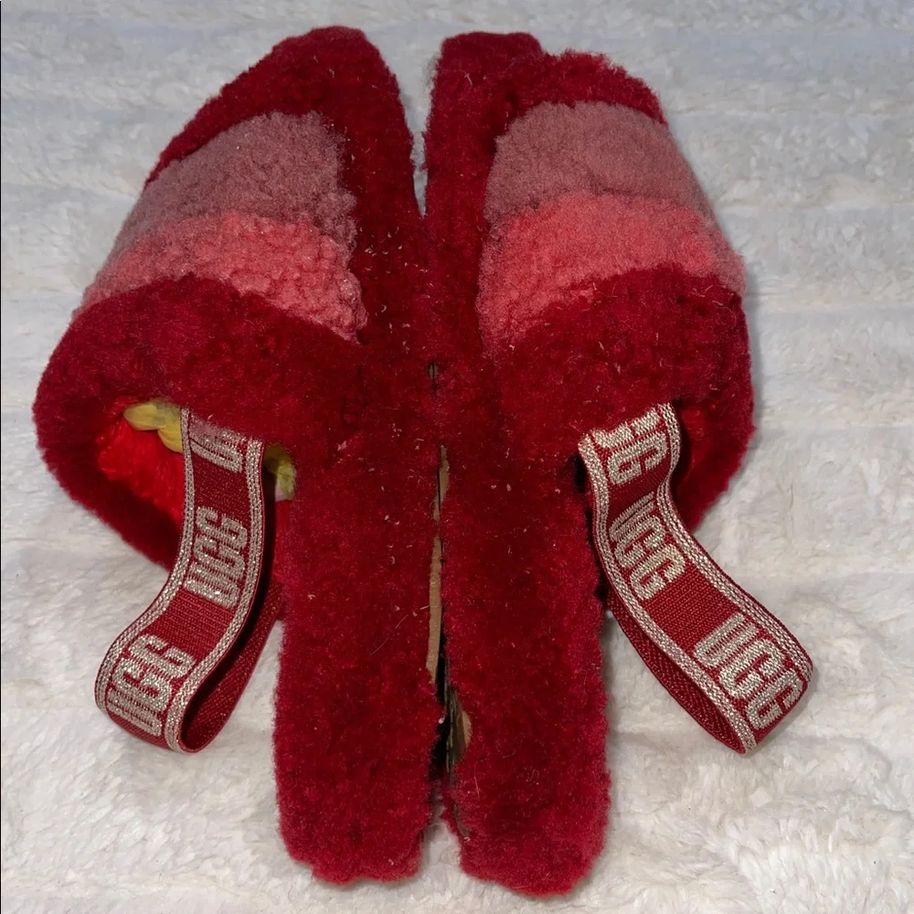 UGG Fluff Yeah Cozy Red Fuzzy Slippers